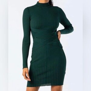 Fashion Nova Teal Long Sleeve Dress